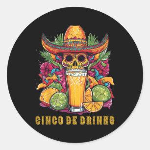 Cinco De Drinko Funny Cinco De Mayo Partij Drink Ronde Sticker