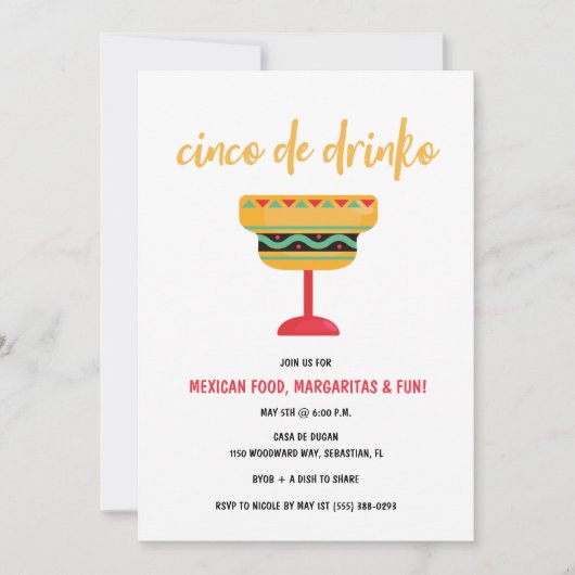 Cinco de Drinko Funny Cinco de Mayo Party Kaart (Voorkant)