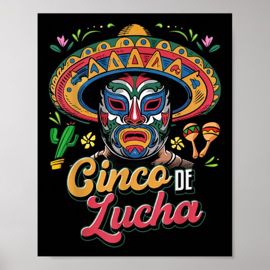 Cinco de Lucha, Luchador, Lucha Libre, Funny Cinco Poster (Voorkant)