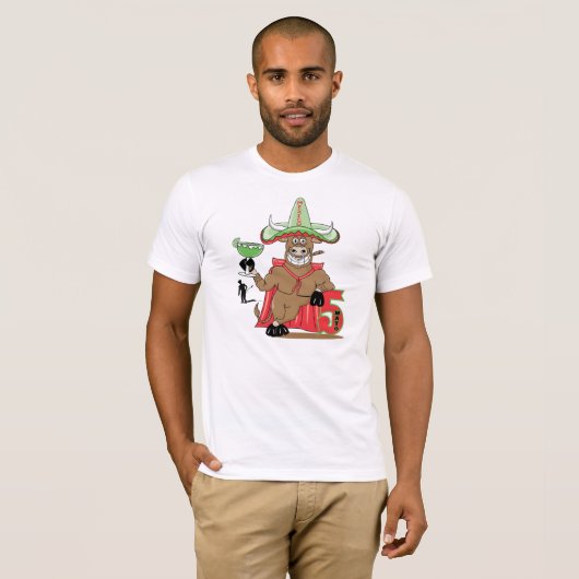Cinco De May Bull met Margarita T-shirt (Voorkant volledig)