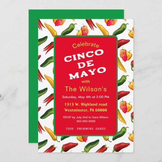 Cinco de May chilies Kaart (Voorkant / Achterkant)