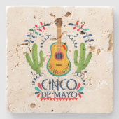 Cinco de May kleurrijke Mexicaanse vakantiemodel Stenen Onderzetter (Voorkant)