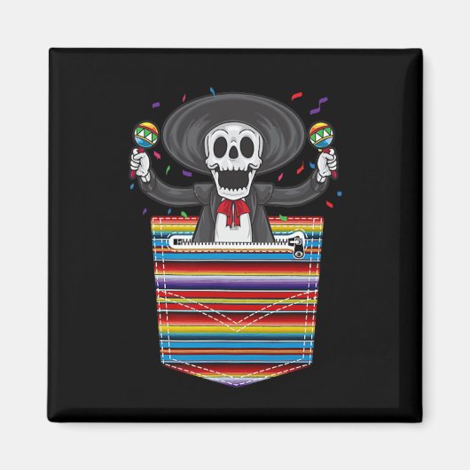 Cinco de Mayo 2025 Calaca Dekenzak Serape Me Magneet (Voorkant)
