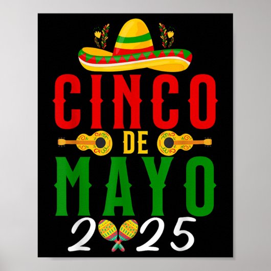 Cinco De Mayo 2025 Fiesta Party Mexicaans 5 De May Poster (Voorkant)