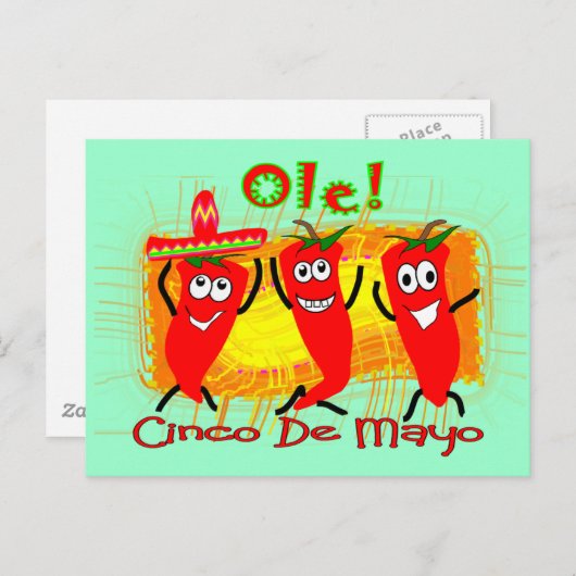 Cinco de Mayo 3 DansChili Peppers-Schattig Briefkaart (Voorkant / Achterkant)