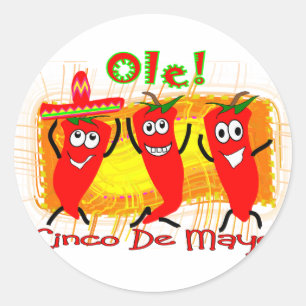 Cinco de Mayo 3 DansChili Peppers-Schattig Ronde Sticker