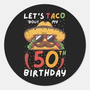 Cinco de Mayo 50e verjaardag Taco Leeftijd 50 Mexi Ronde Sticker