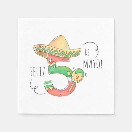 Cinco de Mayo #5 in Sombrero, Maracas Servet (Voorkant)