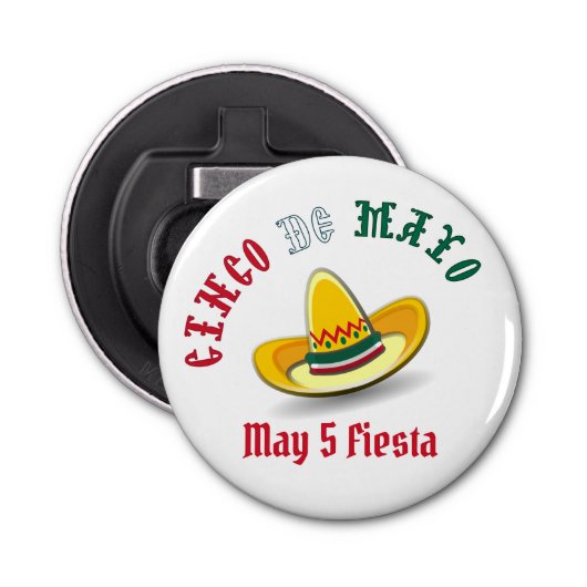 Cinco de Mayo 5 mei Fiesta Button Flesopener (Voorkant)