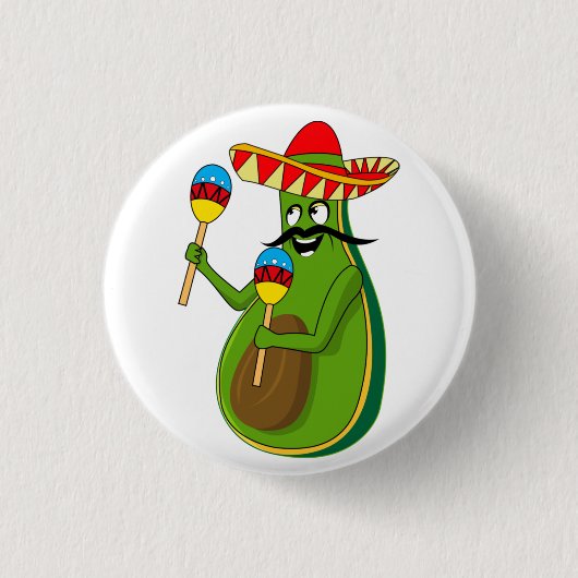 Cinco de Mayo Avocado Humor Maracas Sombrero Ronde Button 3,2 Cm (Voorkant)
