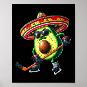 Cinco de Mayo Avocado toont hockeyvaardigheden gra Poster