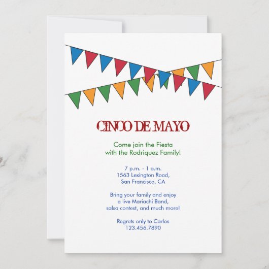 Cinco de Mayo Banner Invitation Kaart (Voorkant)