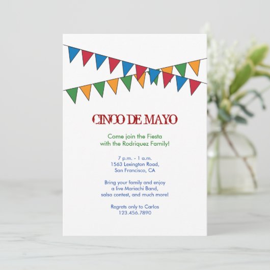 Cinco de Mayo Banner Invitation Kaart (Staand voorkant)