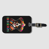 Cinco De Mayo Berner Hond met Poncho en Sombrero Bagagelabel (Voorkant (horizontaal))