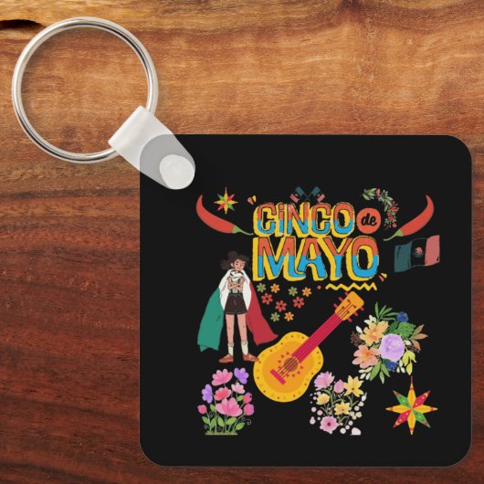 Cinco De Mayo black Sleutelhanger (Voorkant)