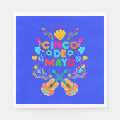 Cinco De Mayo bloemen en gitaren Servet (Voorkant)