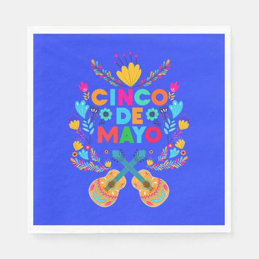 Cinco De Mayo bloemen en gitaren Servet (Voorkant)
