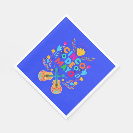 Cinco De Mayo bloemen en gitaren Servet (Hoek)