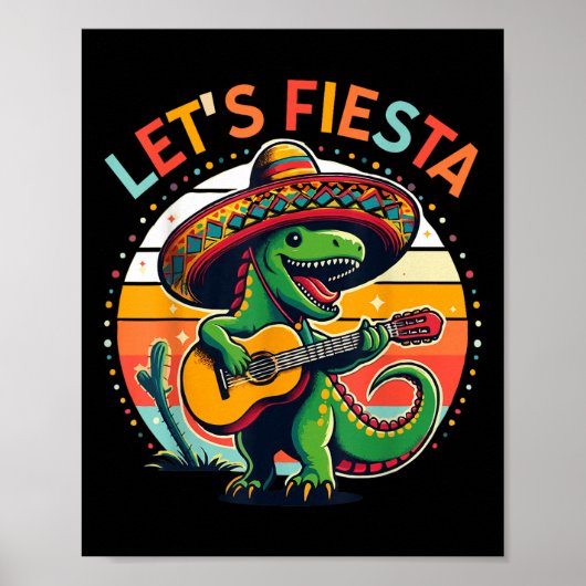 Cinco de Mayo Boys Kinder laat Fiesta dinosaurus M Poster (Voorkant)