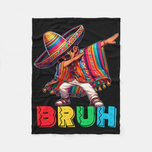 Cinco De Mayo Bruh Dabbing Mexican Boy Poncho Kind Fleece Deken (Voorkant)
