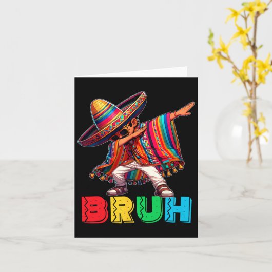 Cinco De Mayo Bruh Dabbing Mexican Boy Poncho Kind Kaart (Gele Bloem)