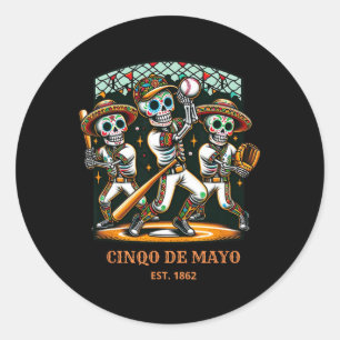 Cinco de Mayo Bysebyll Skeletons Ronde Sticker