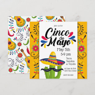 Cinco de Mayo Cactus Folk Flowers Kaart