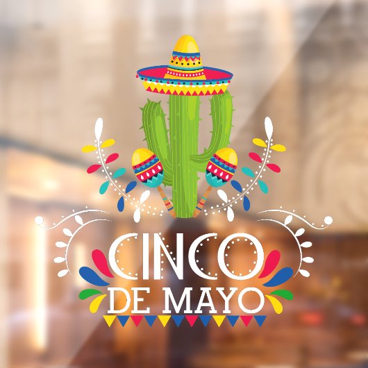 Cinco de Mayo Cactus Maracas Raamsticker (Vel 2)
