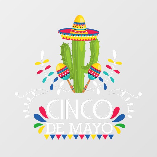 Cinco de Mayo Cactus Maracas Raamsticker (Vel)