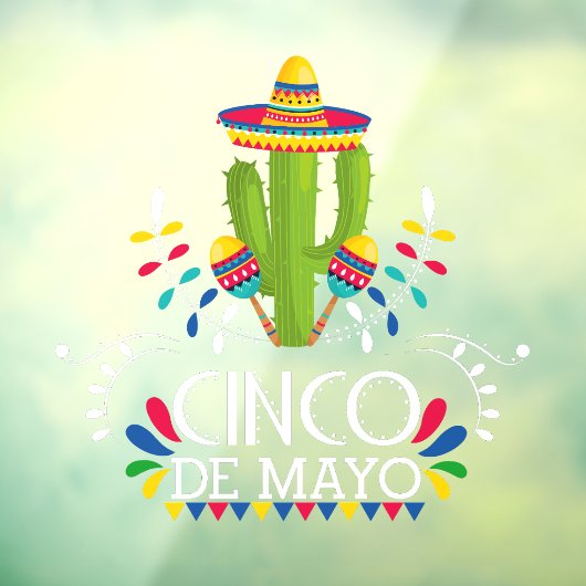 Cinco de Mayo Cactus Maracas Raamsticker (Vel 3)