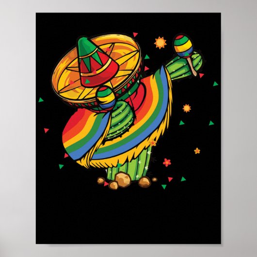Cinco de Mayo Cactus Mexicaanse Dabbing Poster (Voorkant)
