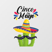 Cinco de Mayo Cactus Raamsticker (Vel)