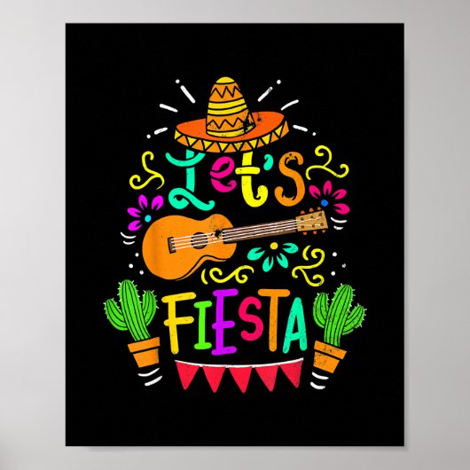  Cinco de Mayo Cactus Sombrero Guitar Poster (Voorkant)
