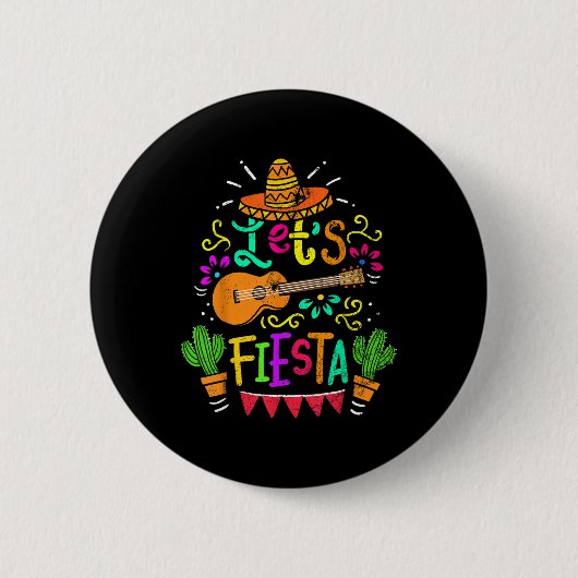 Cinco de Mayo Cactus Sombrero Guitar Ronde Button 5,7 Cm (Voorkant)