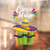 Cinco de Mayo Cactus Window Cling Raamsticker (Vel 2)