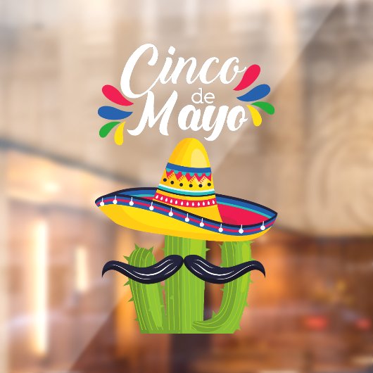 Cinco de Mayo Cactus Window Cling Raamsticker (Vel 2)