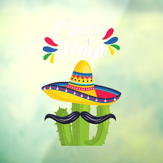 Cinco de Mayo Cactus Window Cling Raamsticker (Vel 3)