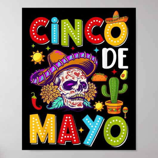 Cinco de Mayo Camisa Mexicaanse feestkostuum 5 de Poster (Voorkant)
