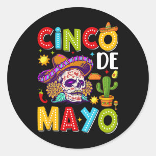 Cinco de Mayo Camisa Mexicaanse feestkostuum 5 de  Ronde Sticker