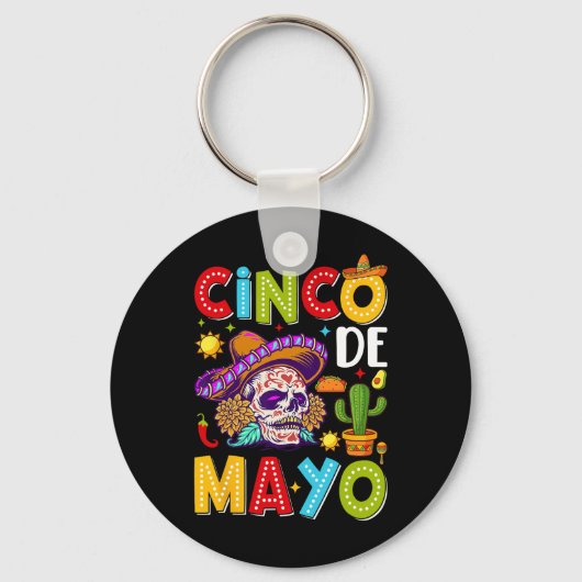 Cinco de Mayo Camisa Mexicaanse feestkostuum 5 de Sleutelhanger (Voorkant)