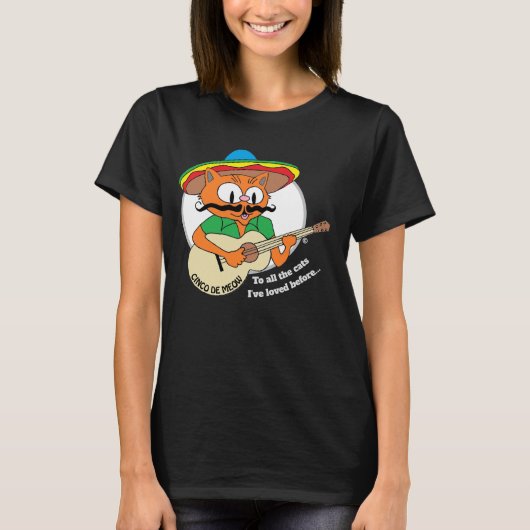 Cinco De Mayo Cartoon Kat Grappig T-shirt (Voorkant)