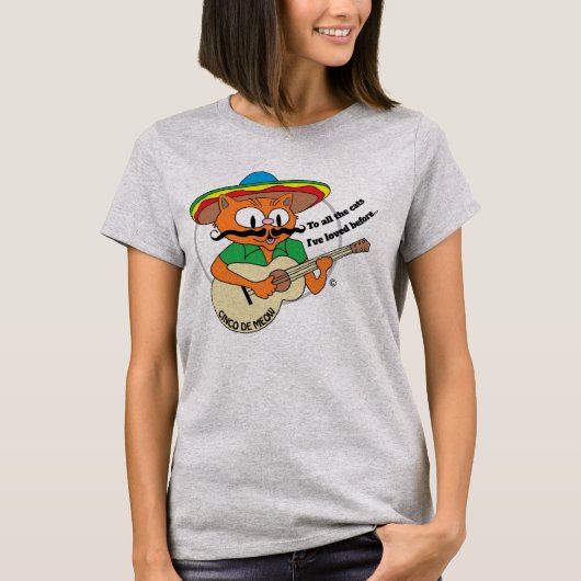 Cinco De Mayo Cartoon Kat Grappig T-shirt (Voorkant)
