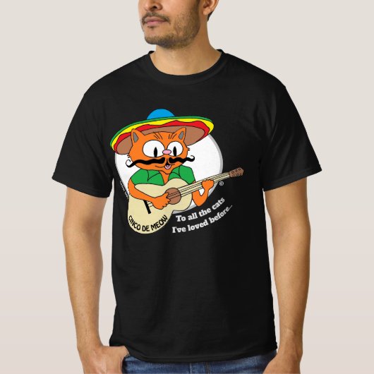 Cinco De Mayo Cartoon Snorhaar Kat Grappig T-shirt (Voorkant)