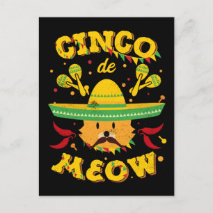 Cinco de Mayo Cat Cinco de Meow Kitten Sombrero Briefkaart