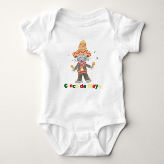 Cinco de Mayo Cat Mariachi Musician White Romper (Voorkant)