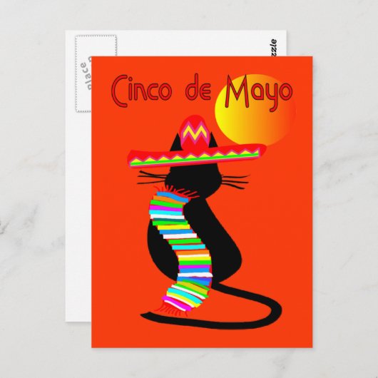 Cinco de mayo CAT-ontwerp—Schattig Briefkaart (Voorkant / Achterkant)