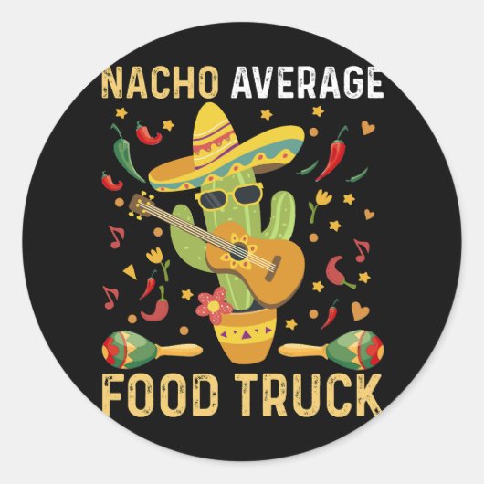 Cinco De Mayo Chef Nacho Gemiddeld Voedseltruck Ronde Sticker (Voorkant)