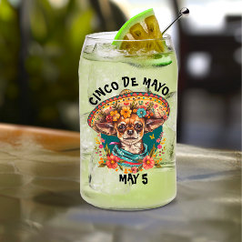Cinco de Mayo Chihuahua Dragen Sombrero & Serape Blikvorm Glas