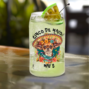 Cinco de Mayo Chihuahua Dragen Sombrero & Serape Blikvorm Glas