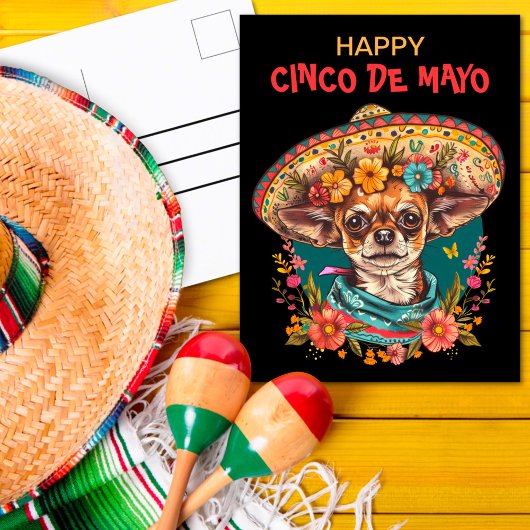 Cinco de Mayo Chihuahua Dragen Sombrero & Serape Briefkaart